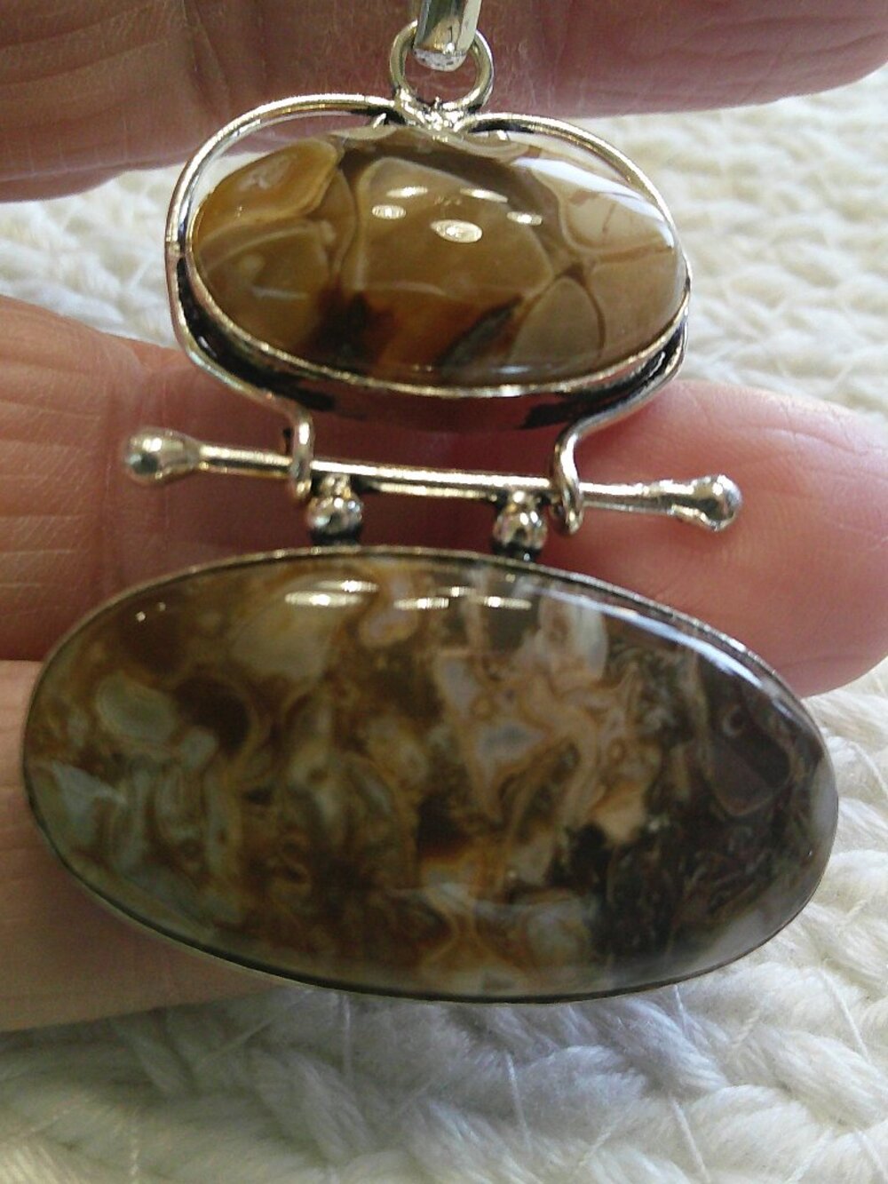 Gorgeous ROCK FOSSIL Handmade Sterling 925 Pendant/Chain #412F
